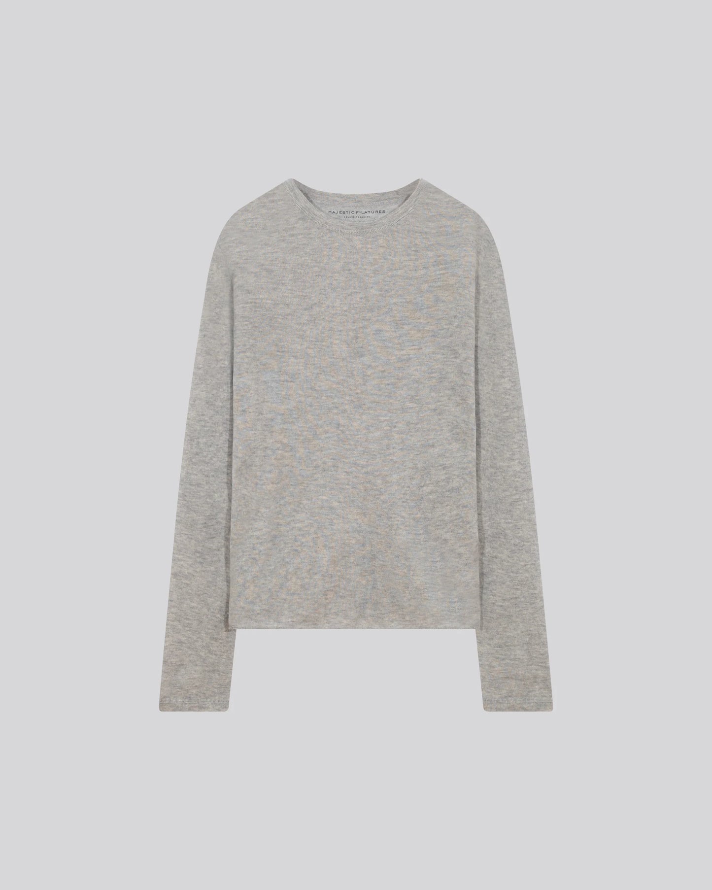 MAJESTIC FILATURES - T-shirt Gris Col Rond Manches Longues