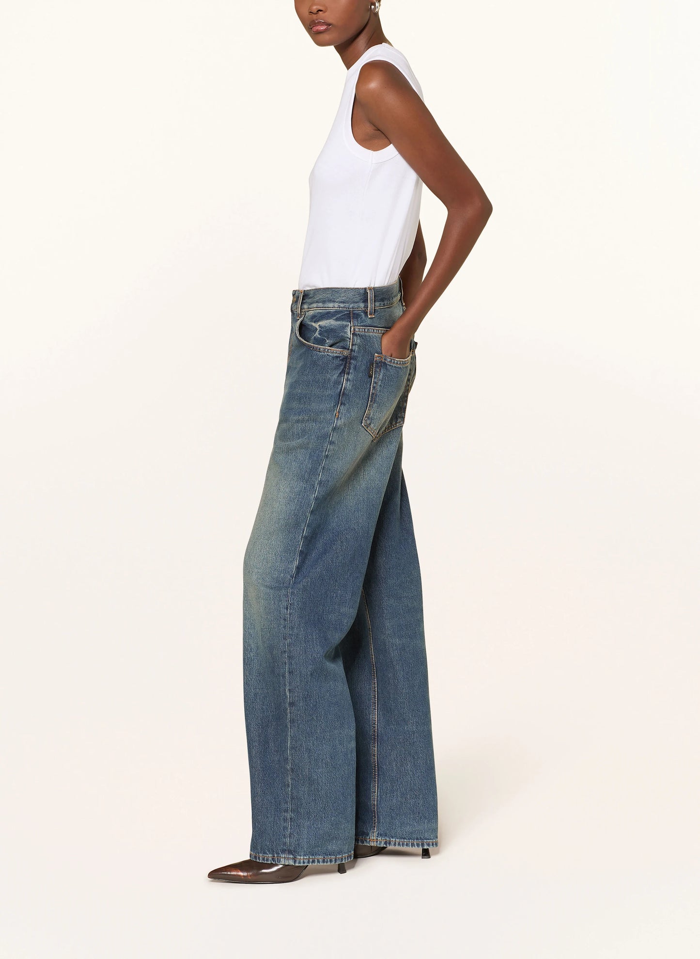 HAIKURE - Jean bonnie ample en denim bleu foncé