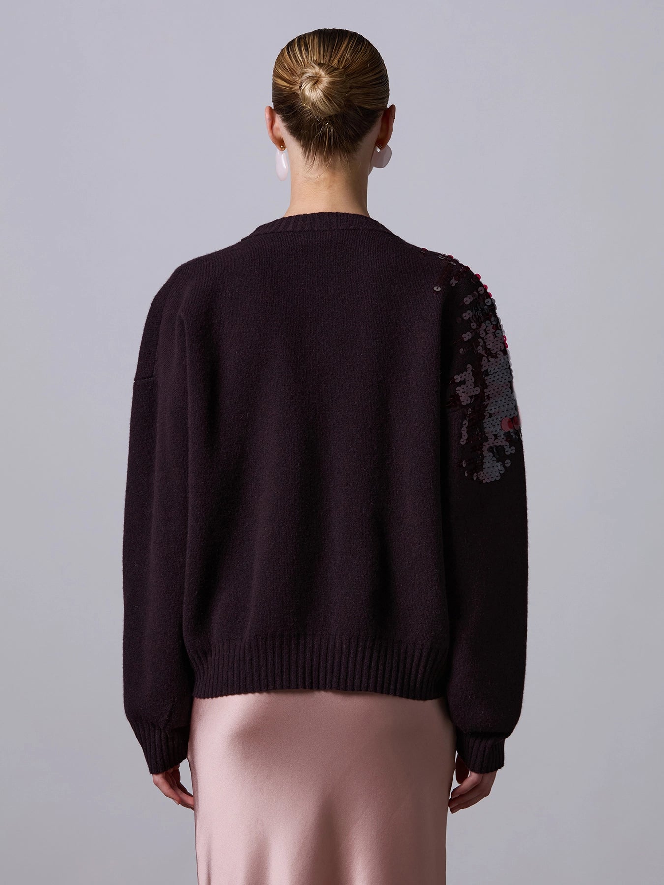 ROBERTO COLLINA - Pull paillettes bordeaux