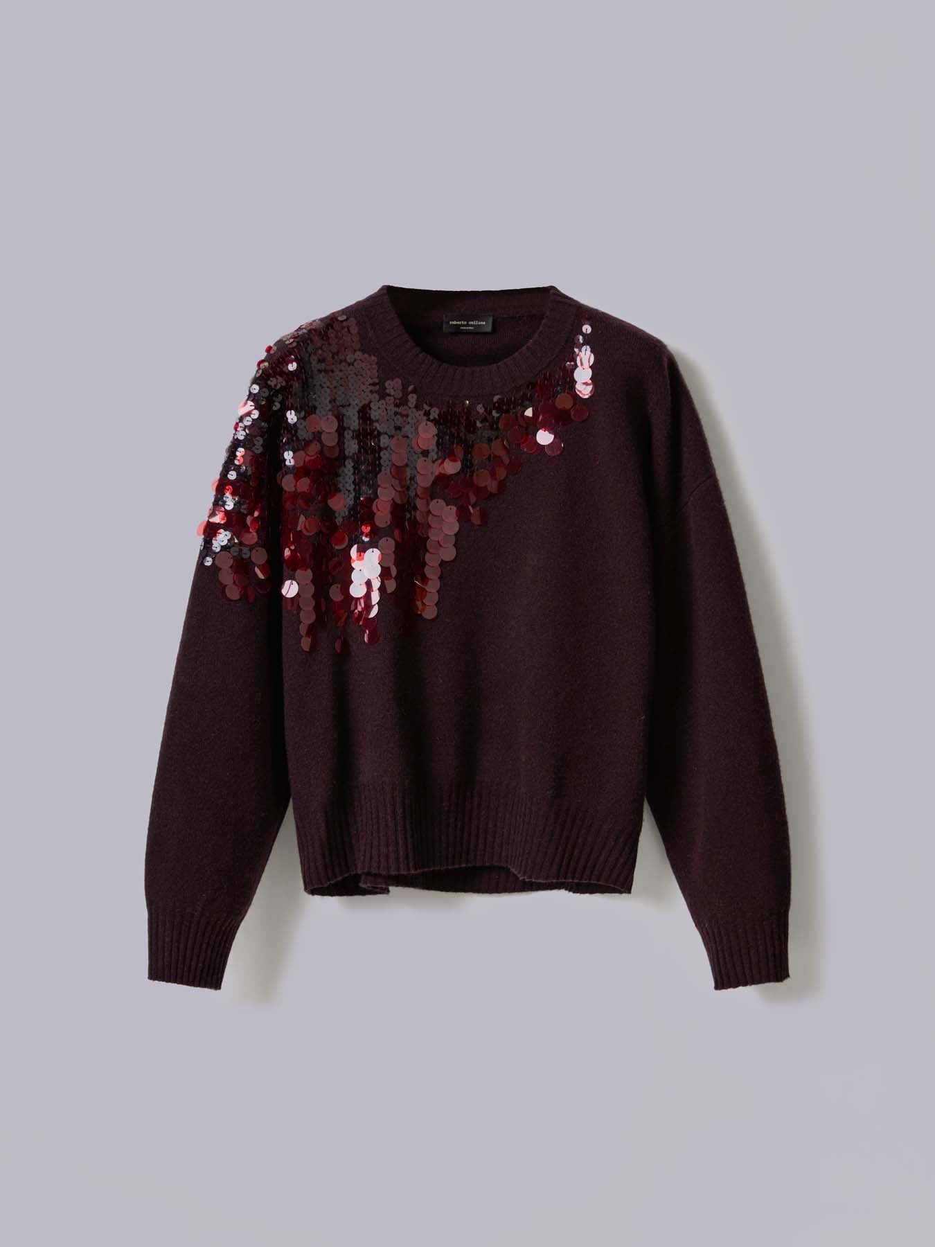 ROBERTO COLLINA - Pull paillettes bordeaux