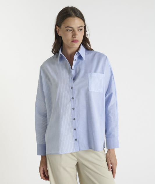 HANA SAN - Chemise Gitapatch Bleu polaire